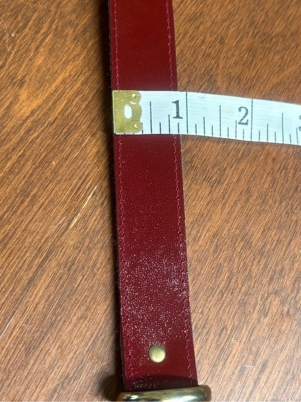 Women's Leather Belt in Burgundy with Gold Buckle
